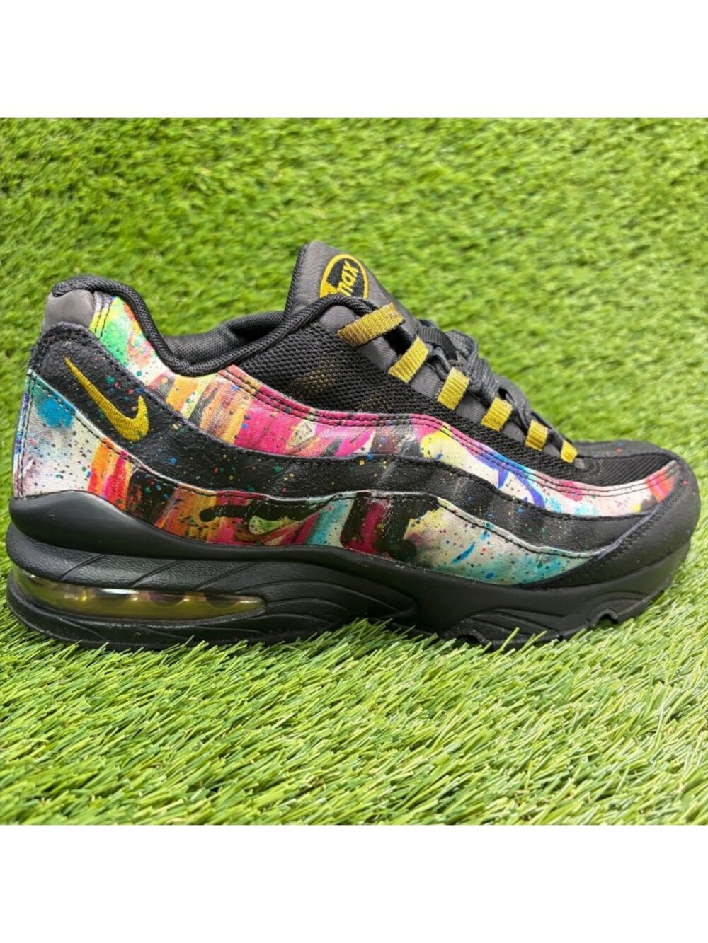 Nike Air Max 95 Caribana Girls Size 7Y Black Gold Pink Running Shoes Sneakers